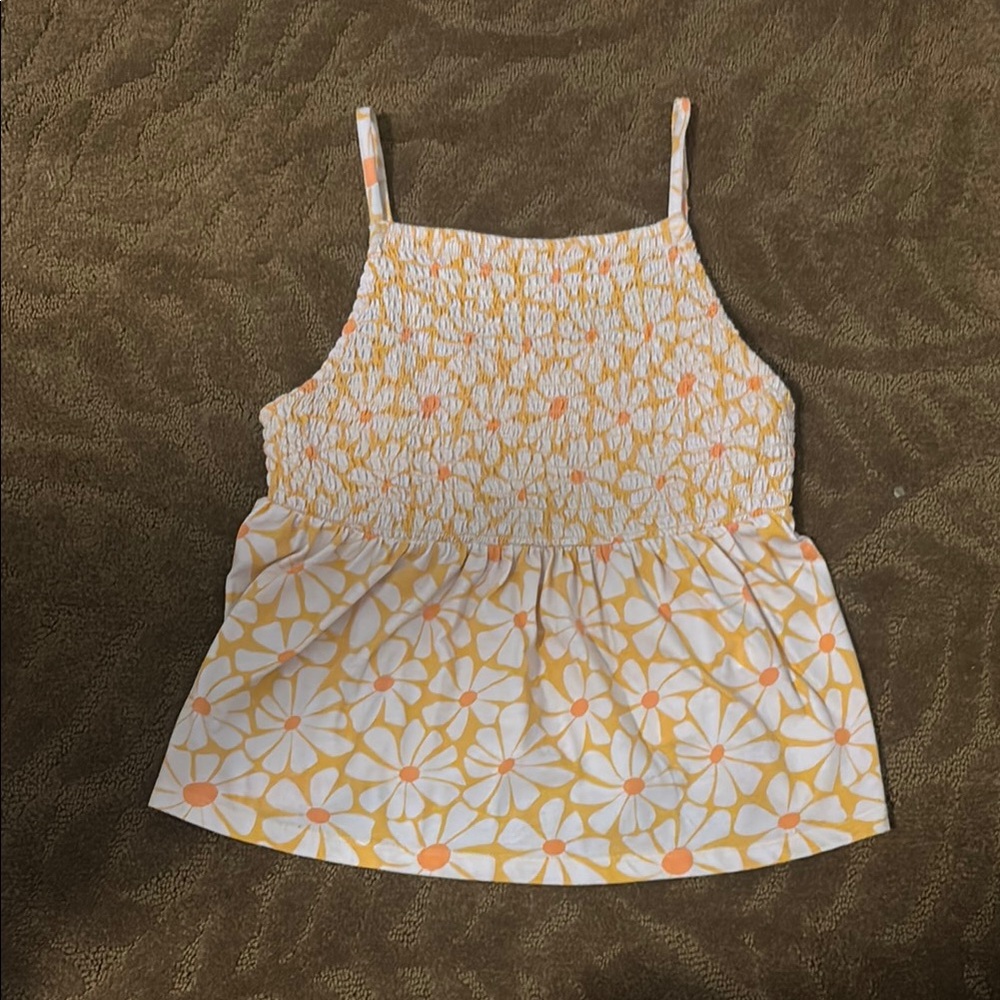 Jade Yellow and White Smocked Top